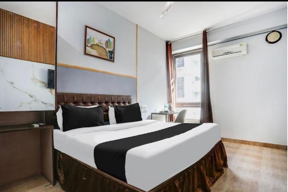 Comfortable hotel room with modern decor